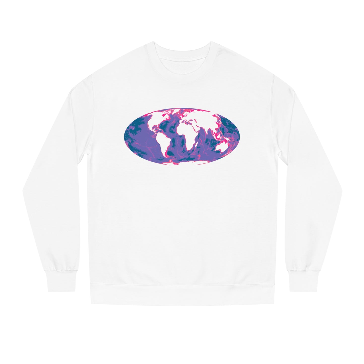 Ocean Floor World Map Crew Neck Sweatshirt