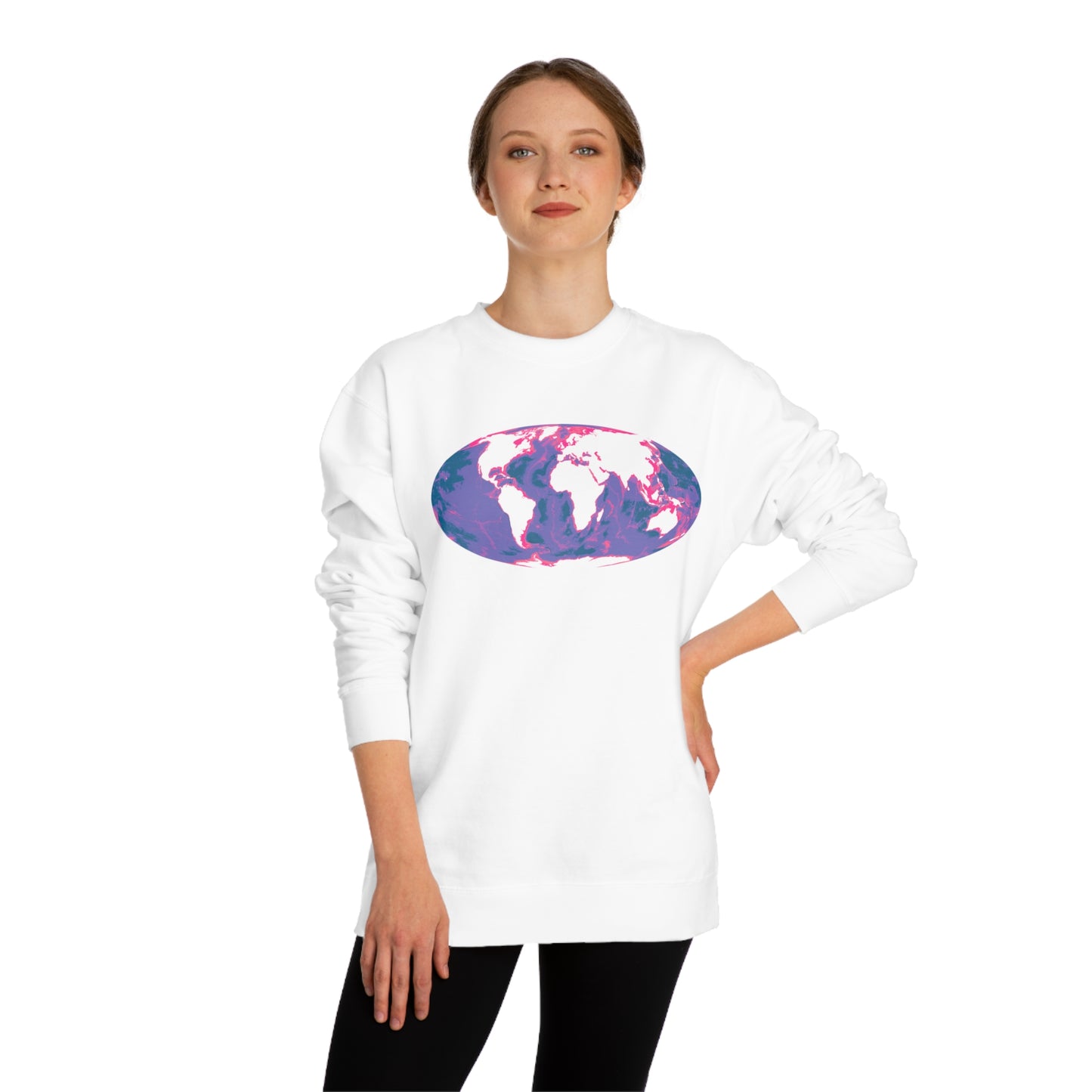 Ocean Floor World Map Crew Neck Sweatshirt